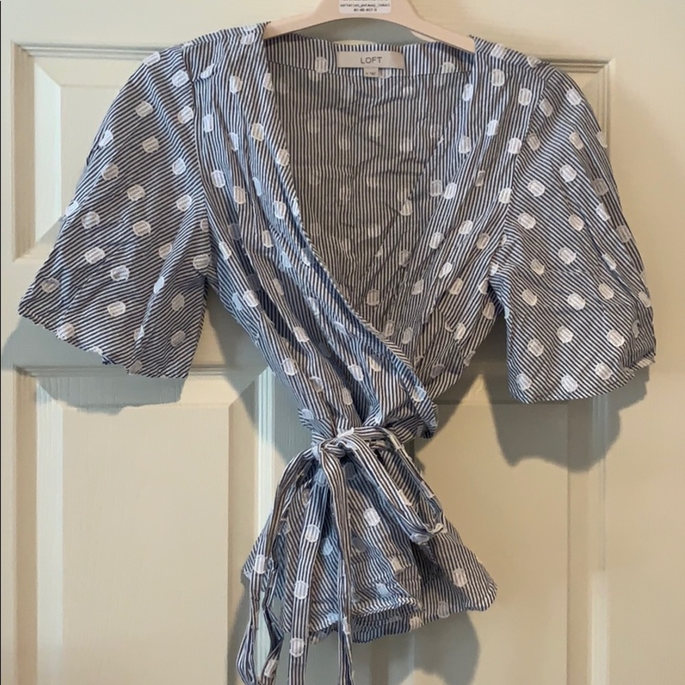 LOFT Polka Dot Wrap Top